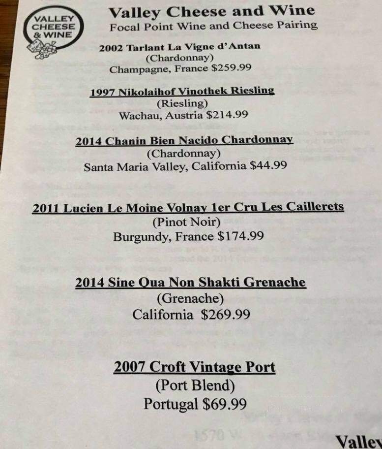 Valley Cheese & Wine - Henderson, NV menu_pic
