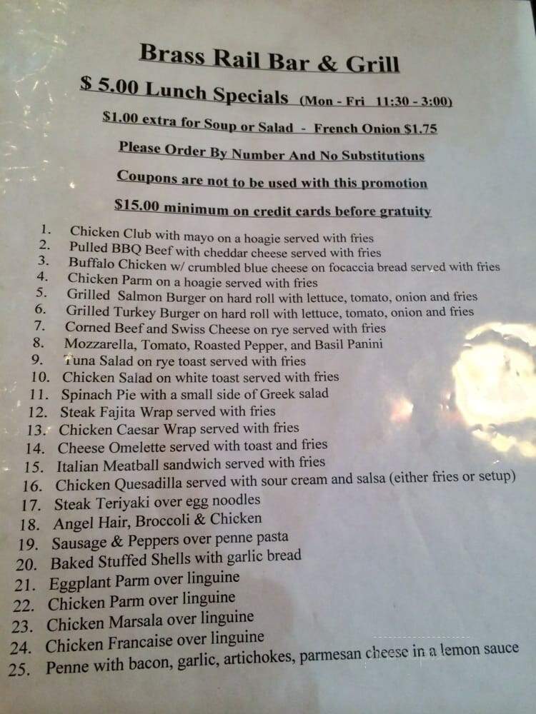 Brass Rail Bar & Grill - Matawan, NJ menu_pic
