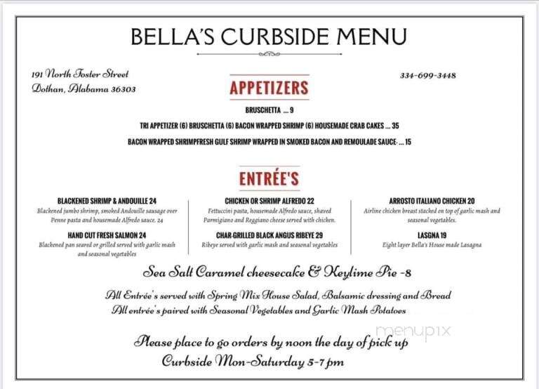 Bellas Fine Dining - Dothan, AL menu_pic