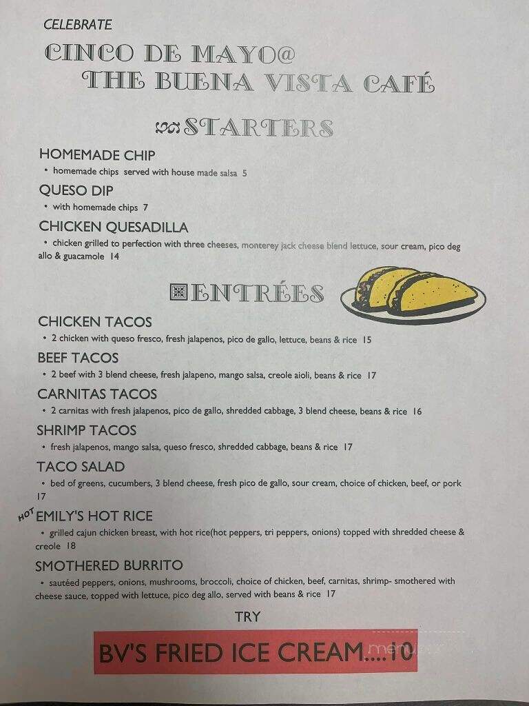 Buena Vista II - Warren, OH menu_pic