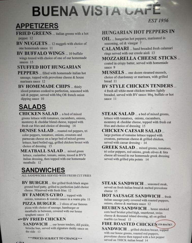 Buena Vista II - Warren, OH menu_pic