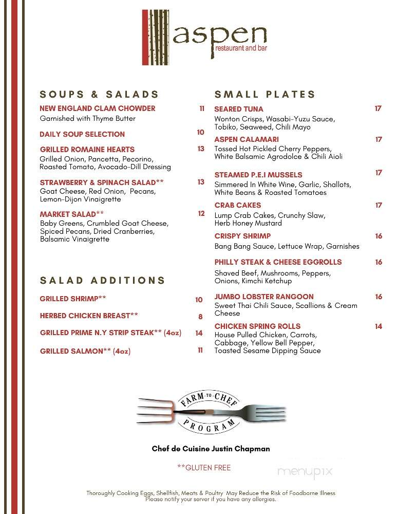Aspen Restaurant - Old Saybrook, CT menu_pic