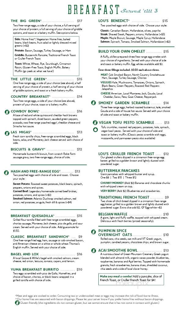 Lou's Restaurant & Bakery - Hanover, NH menu_pic