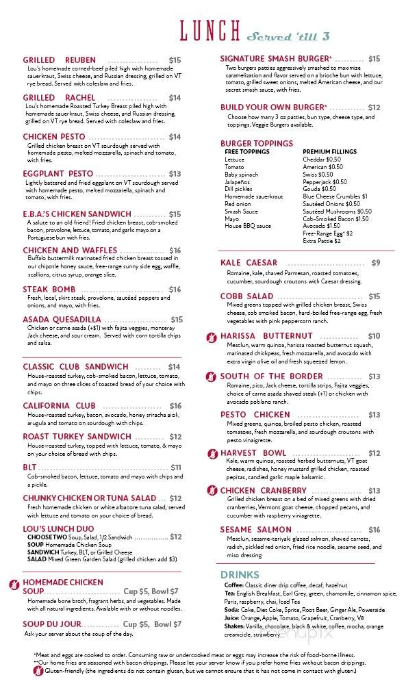 Lou's Restaurant & Bakery - Hanover, NH menu_pic