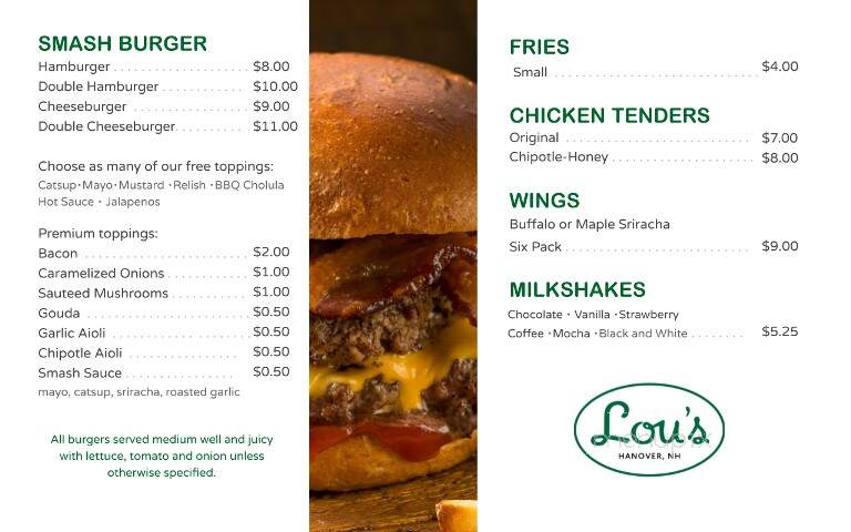 Lou's Restaurant & Bakery - Hanover, NH menu_pic
