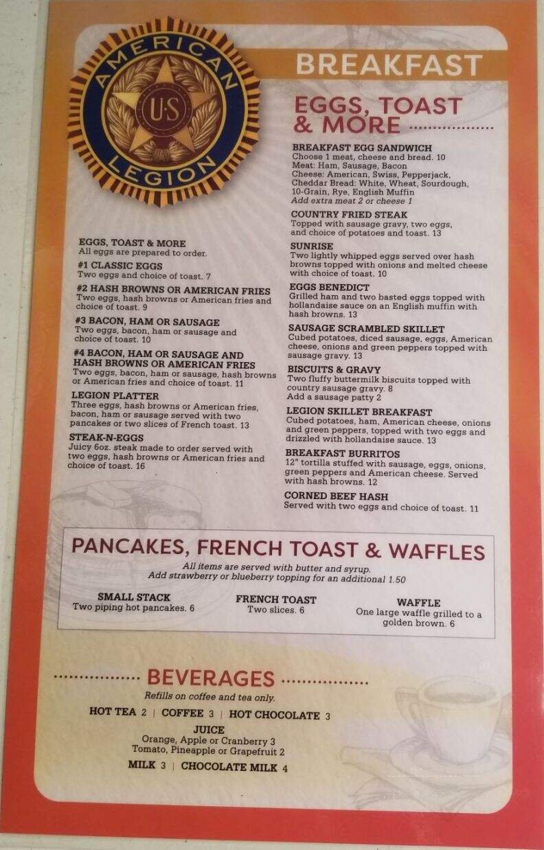 The American Legion - Chanhassen, MN menu_pic