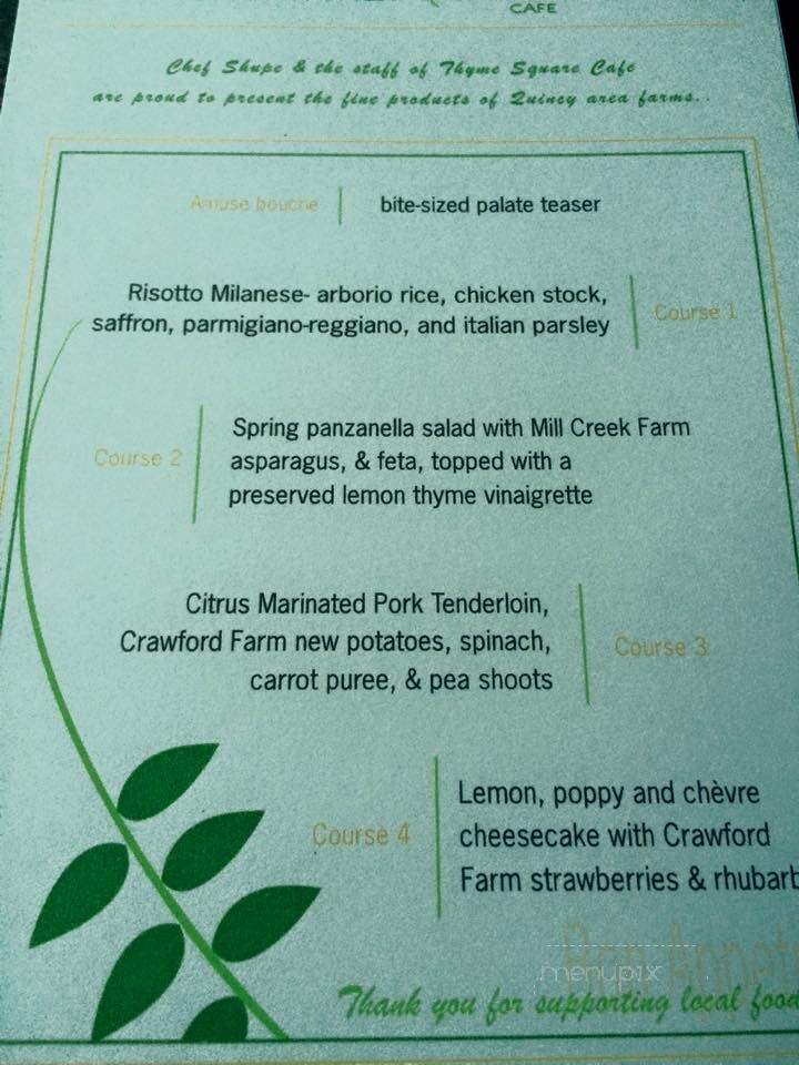 Thyme square cafe - Quincy, IL menu_pic