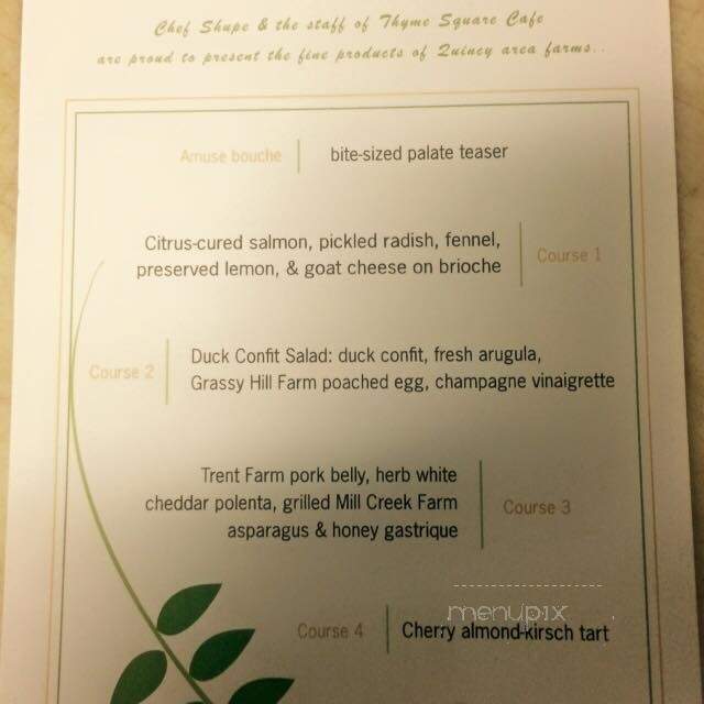 Thyme square cafe - Quincy, IL menu_pic