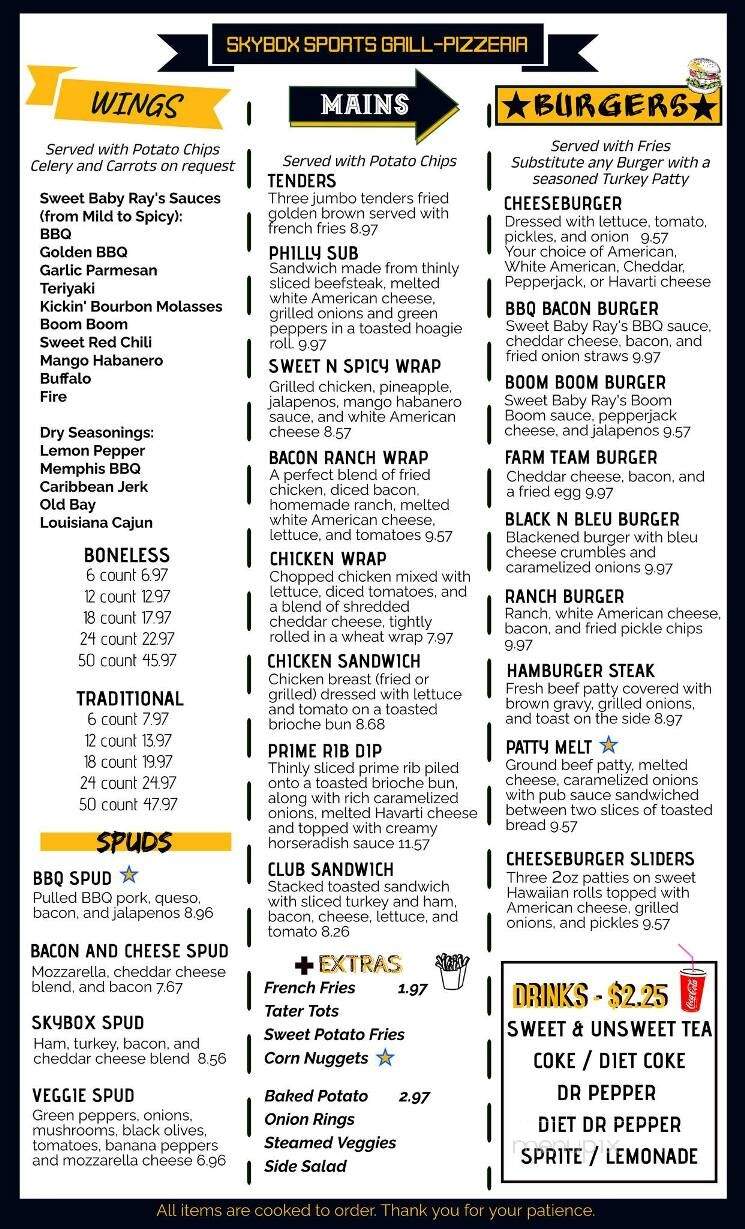 Skybox Sports Bar Pizzeria - Saltillo, MS menu_pic