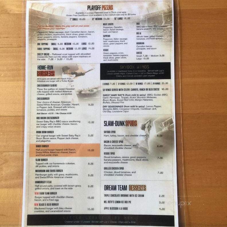 Skybox Sports Bar Pizzeria - Saltillo, MS menu_pic