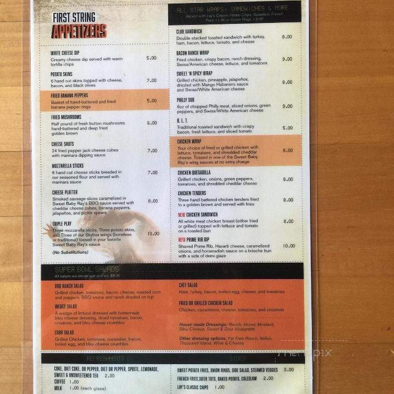 Skybox Sports Bar Pizzeria - Saltillo, MS menu_pic