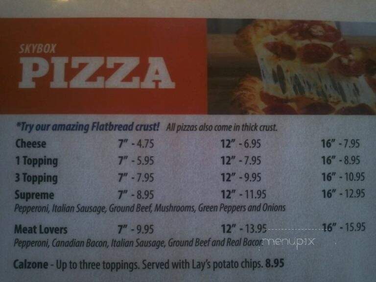 Skybox Sports Bar Pizzeria - Saltillo, MS menu_pic