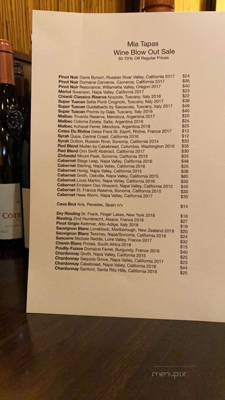 Mia - Ithaca, NY menu_pic