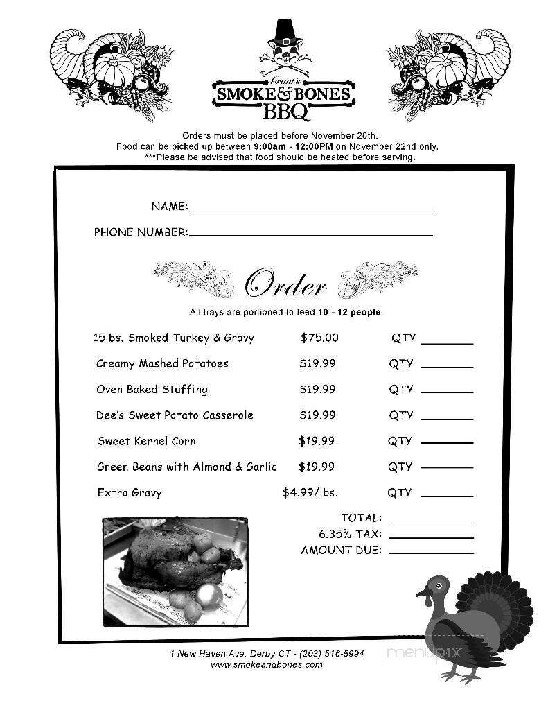Smoke and Bones BBQ - Derby, CT menu_pic