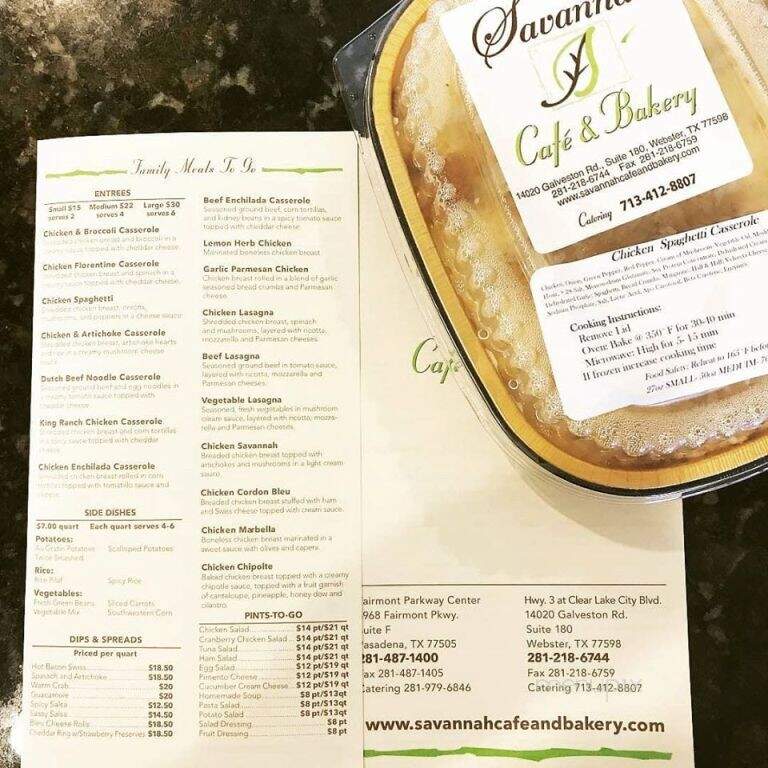 Savannah Cafe & Bakery - Webster, TX menu_pic