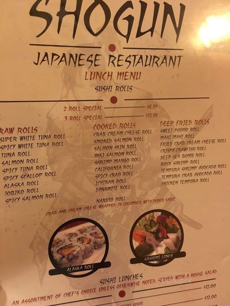 Shogun Japanese Restaurant - Greenville, NC menu_pic
