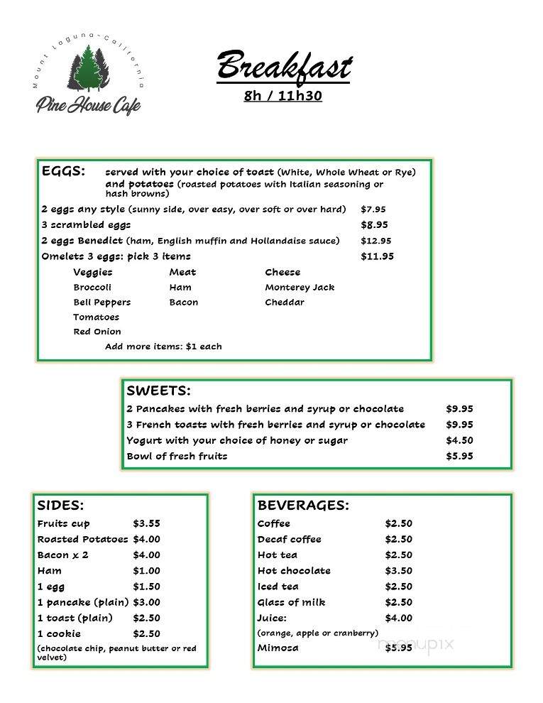 Pine House Cafe - Alpine, CA menu_pic
