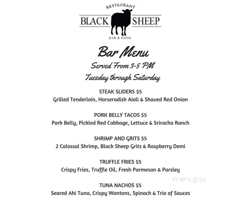 Black Sheep Restaurant - Blue Ridge, GA menu_pic