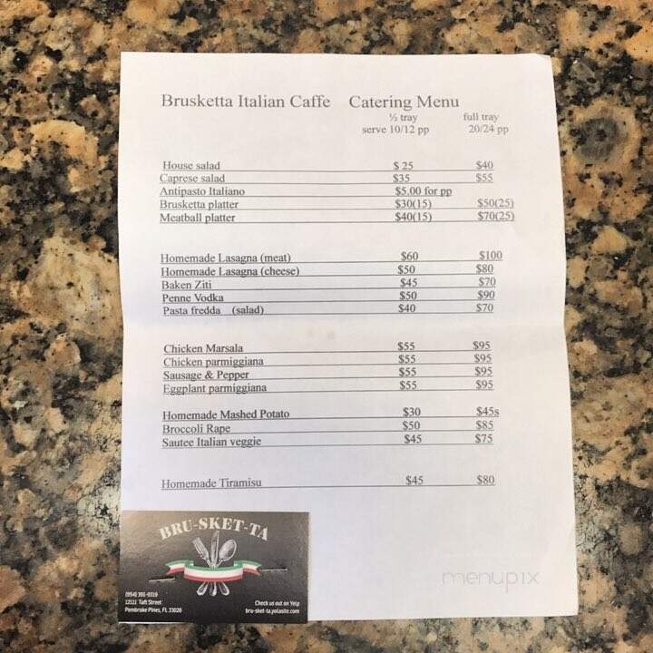 Brusketta Italian Caffe - Pembroke Pines, FL menu_pic