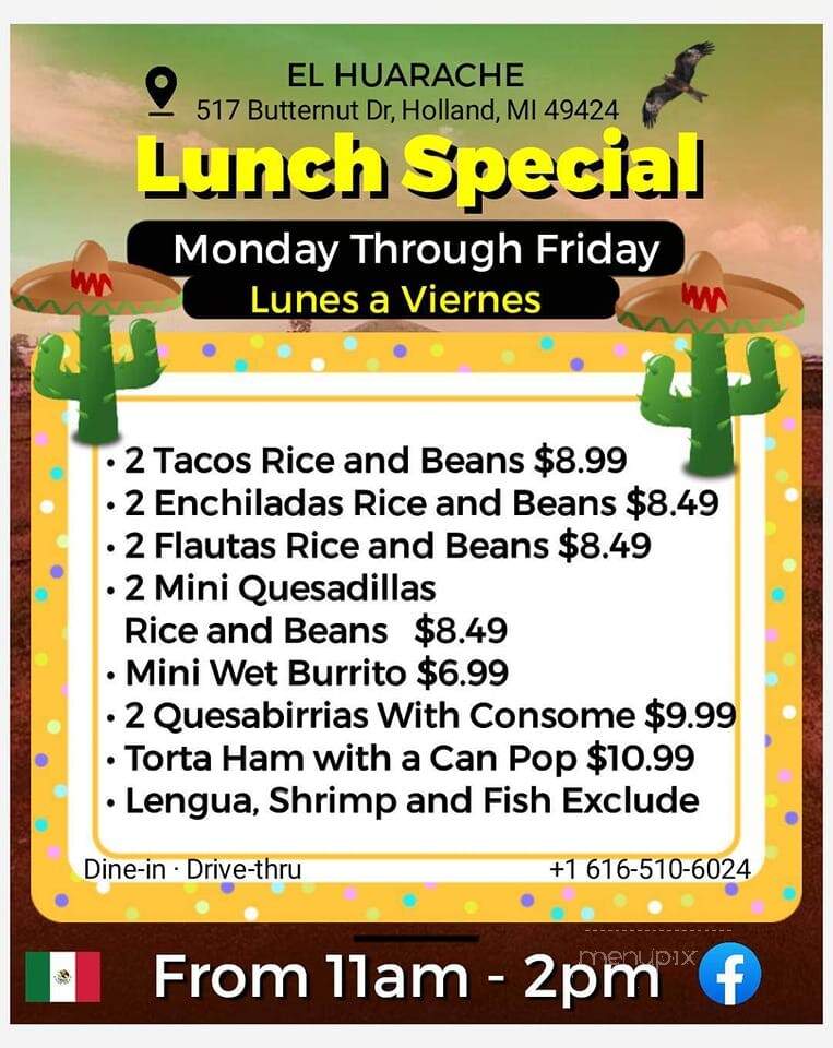 El Huarache - Holland, MI menu_pic