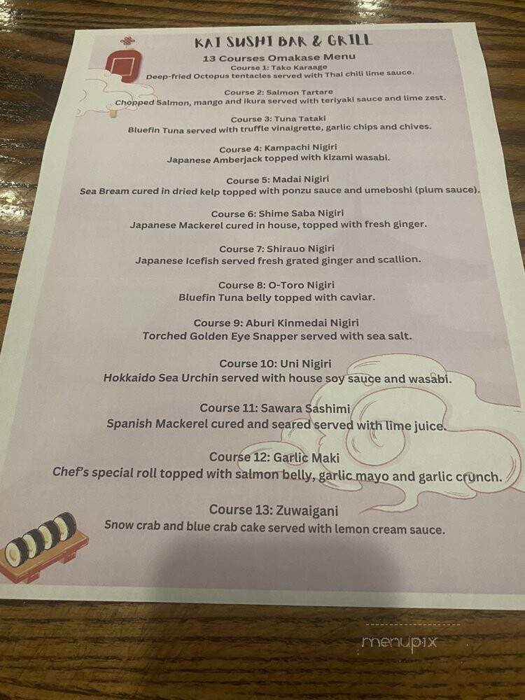 Kai Sushi Bar and Grill - Worcester, MA menu_pic