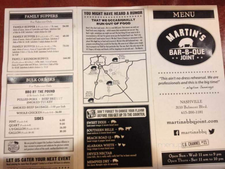Martin's BBQ - Mount Juliet, TN menu_pic