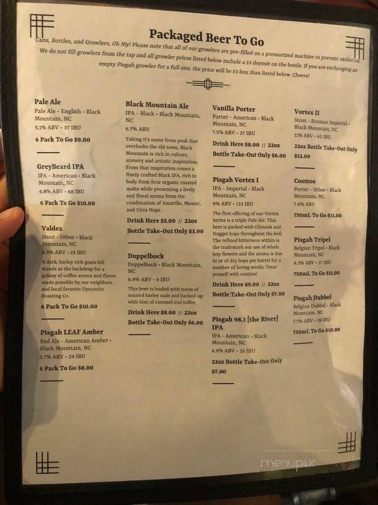 Pisgah Brewing Company - Black Mountain, NC menu_pic