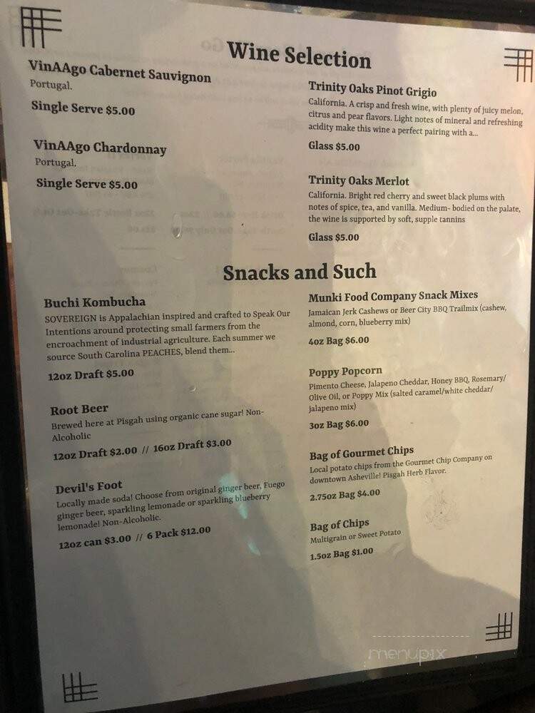 Pisgah Brewing Company - Black Mountain, NC menu_pic