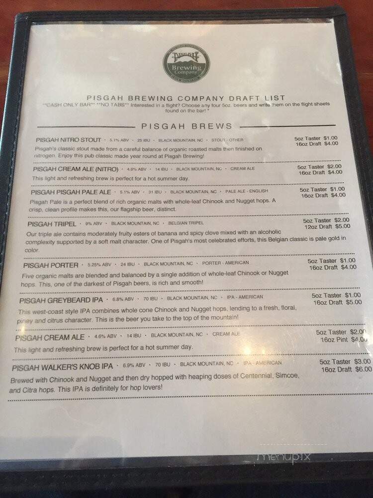 Pisgah Brewing Company - Black Mountain, NC menu_pic