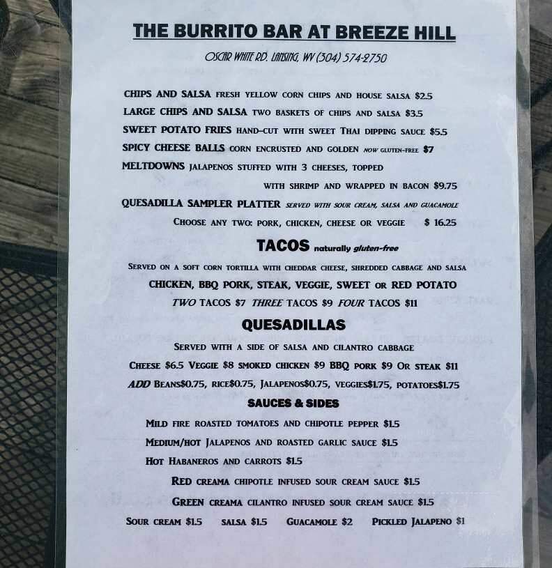 The Burrito Bar at Breeze Hill - Lansing, WV