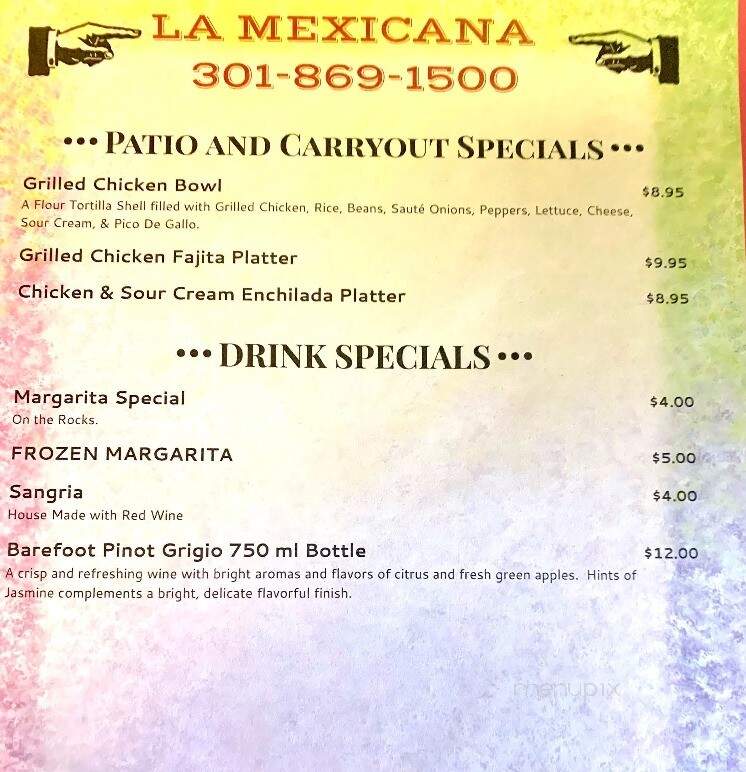 La Mexicana - Gaithersburg, MD menu_pic