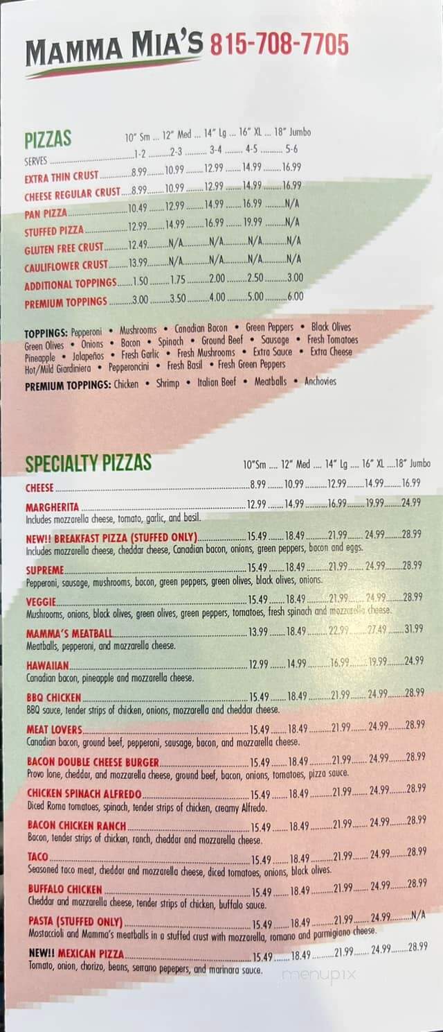 Mamma Mia's - Rockford, IL menu_pic
