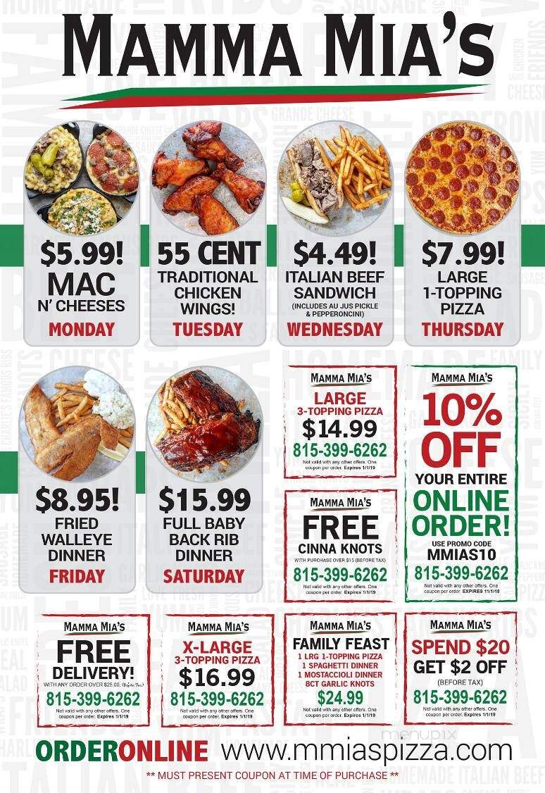Mamma Mia's - Rockford, IL menu_pic
