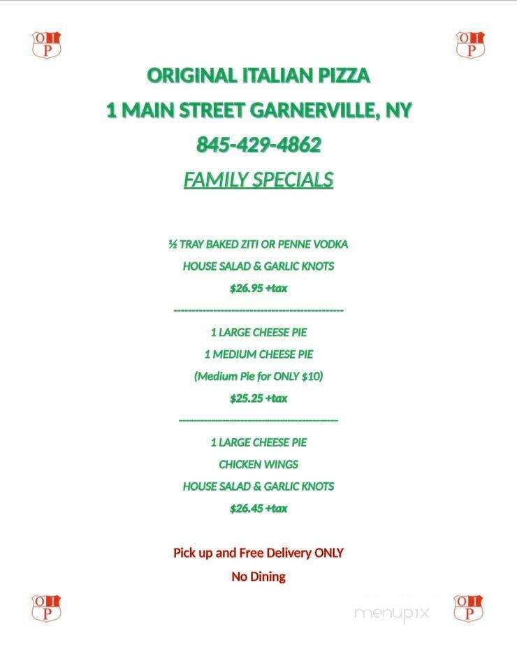Original Italian Pizza & Restaurant - Garnerville, NY menu_pic