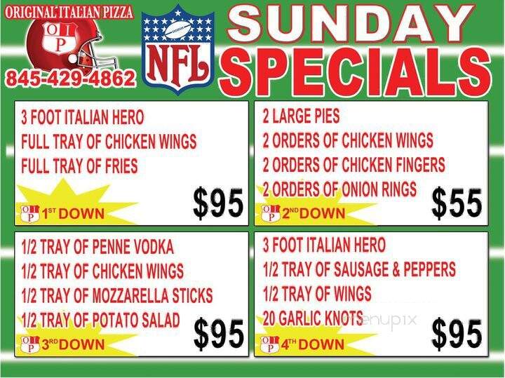Original Italian Pizza & Restaurant - Garnerville, NY menu_pic