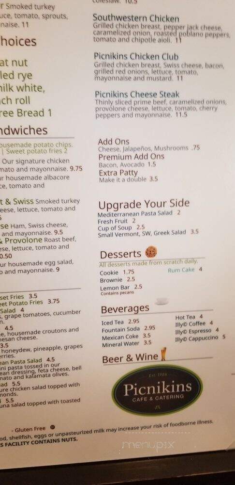Picnikins Patio Cafe - San Antonio, TX menu_pic