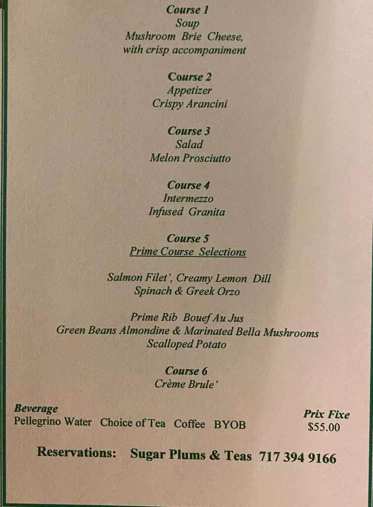 Sugarplums and Tea - Lancaster, PA menu_pic
