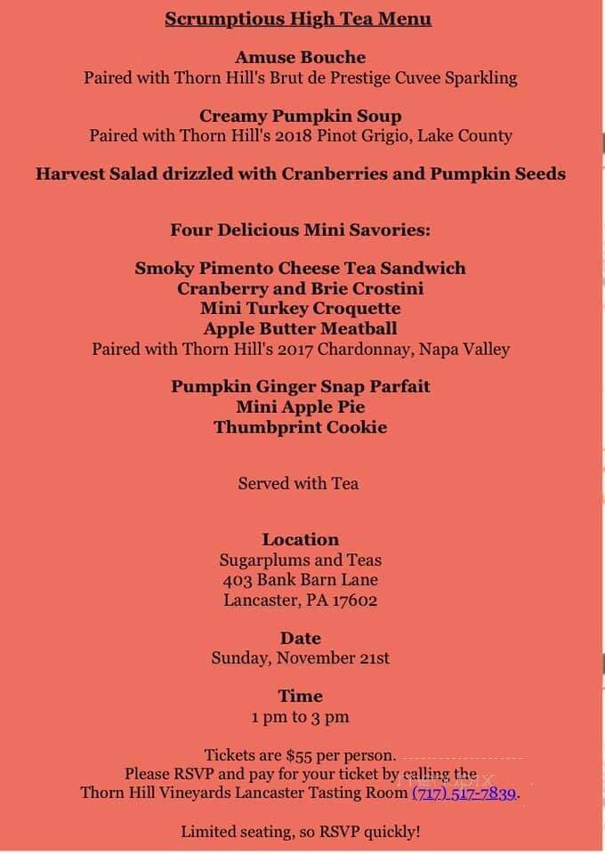 Sugarplums and Tea - Lancaster, PA menu_pic