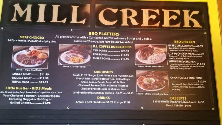 Mill Creek BBQ, Burgers and Drive-Thru - Redlands, CA menu_pic
