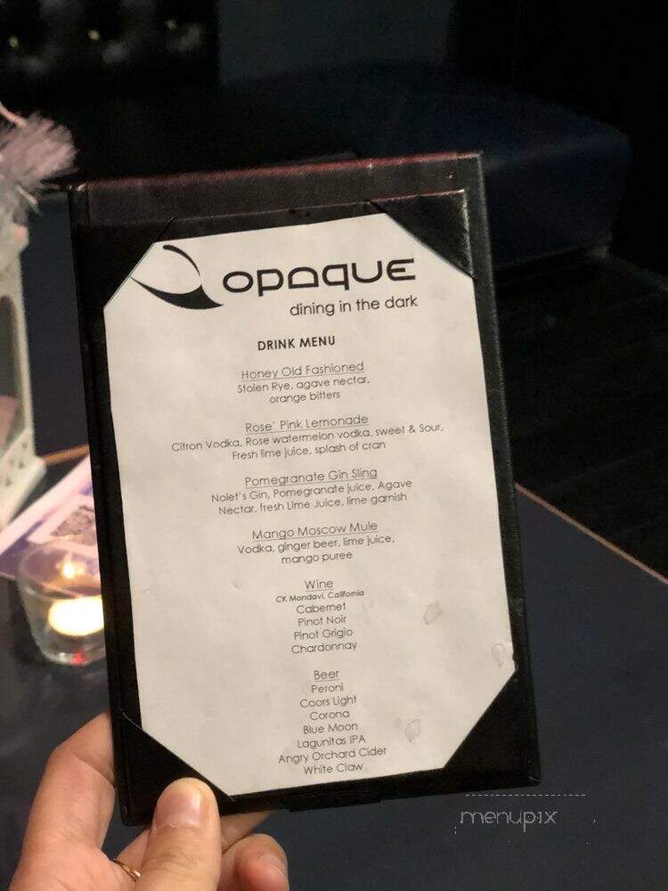 Opaque - dining in the dark - Santa Monica, CA menu_pic