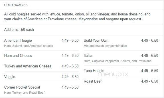 Cornerpocket Pizza - Shickshinny, PA menu_pic