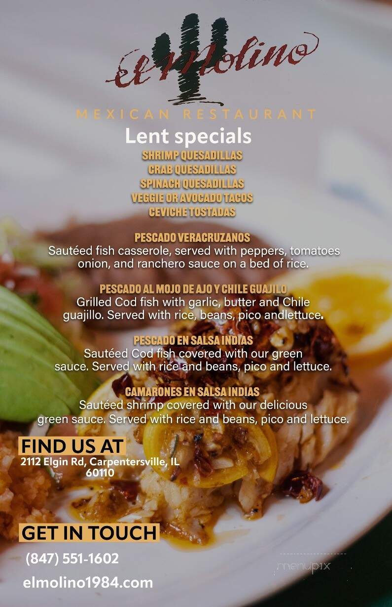 El Molino Mexican Restaurant - Carpentersville, IL menu_pic