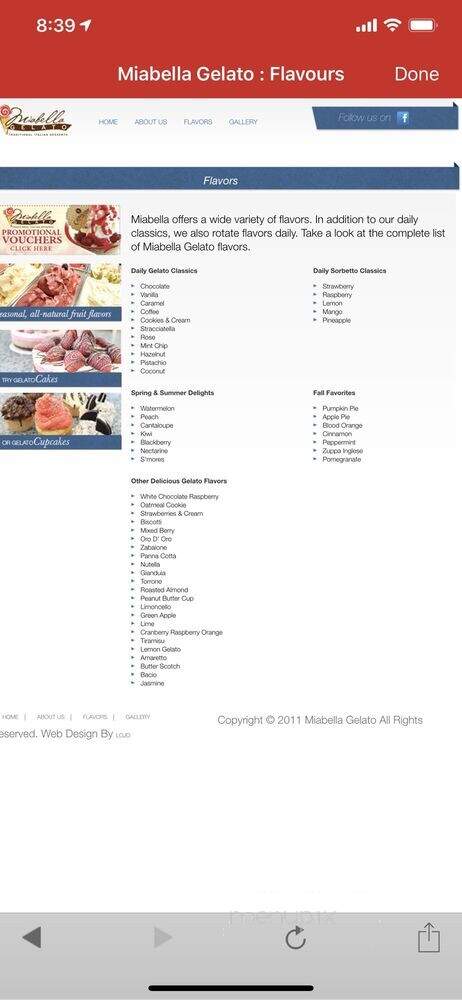 Miabella Gelato - Roseville, CA menu_pic