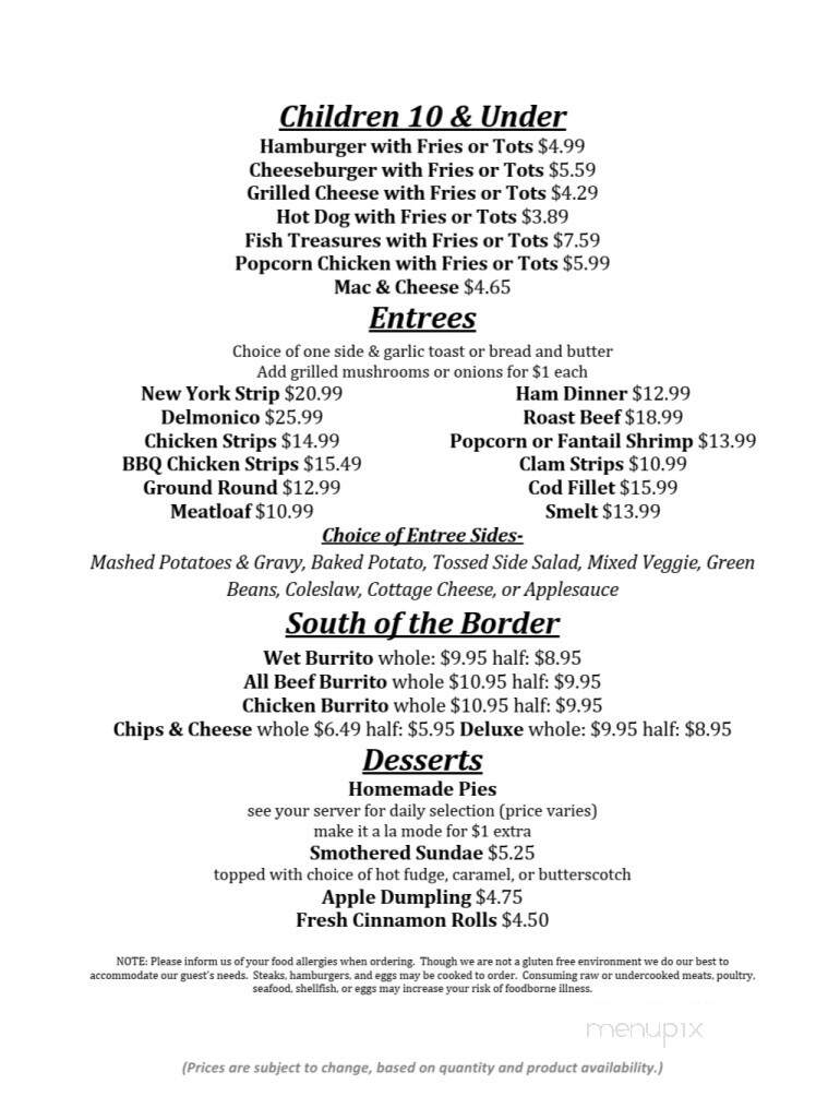 Mckenna Village Tavern And Restaurant - Lakeview, MI menu_pic