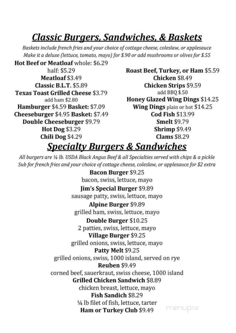 Mckenna Village Tavern And Restaurant - Lakeview, MI menu_pic