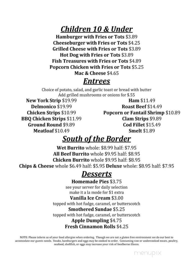 Mckenna Village Tavern And Restaurant - Lakeview, MI menu_pic