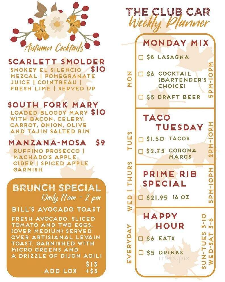 The Club Car - Auburn, CA menu_pic