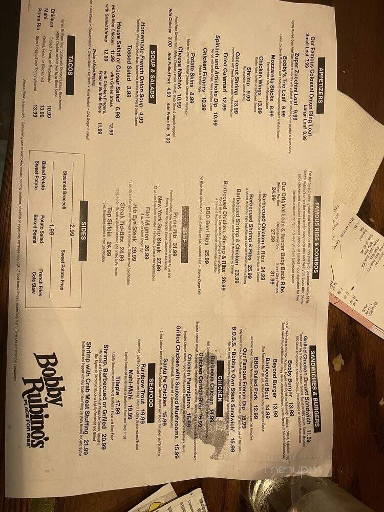 Bobby Rubino's Place For Ribs - Pompano Beach, FL menu_pic