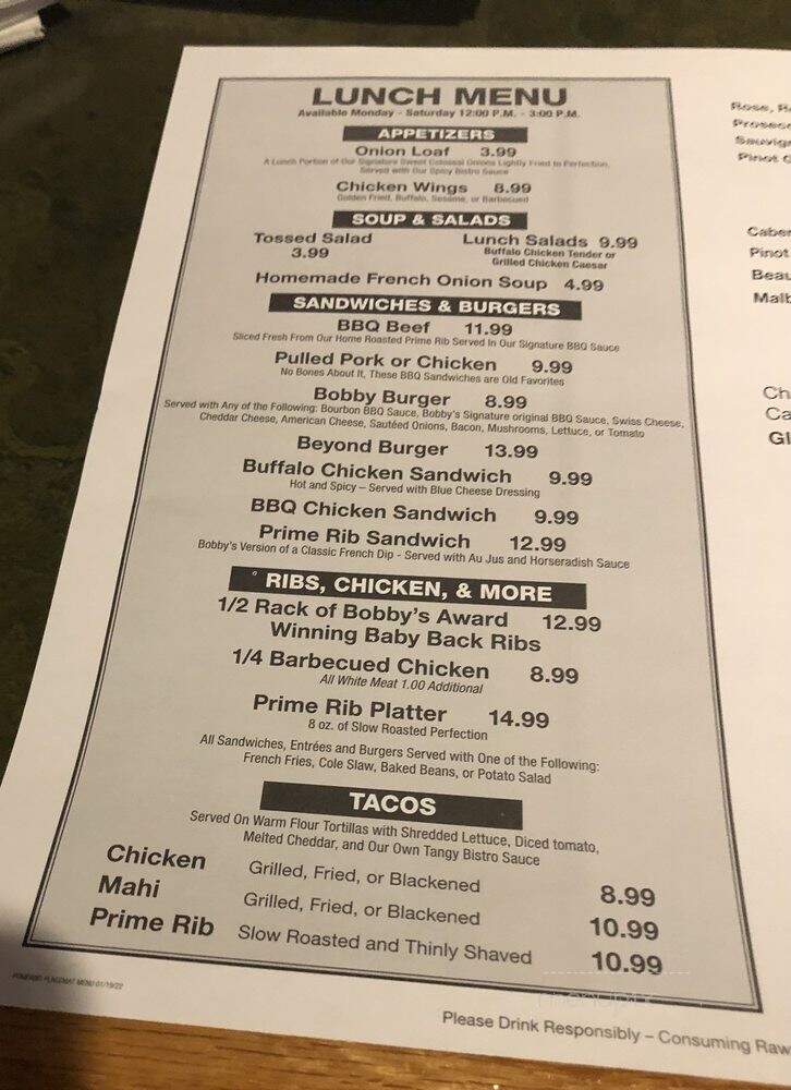 Bobby Rubino's Place For Ribs - Pompano Beach, FL menu_pic