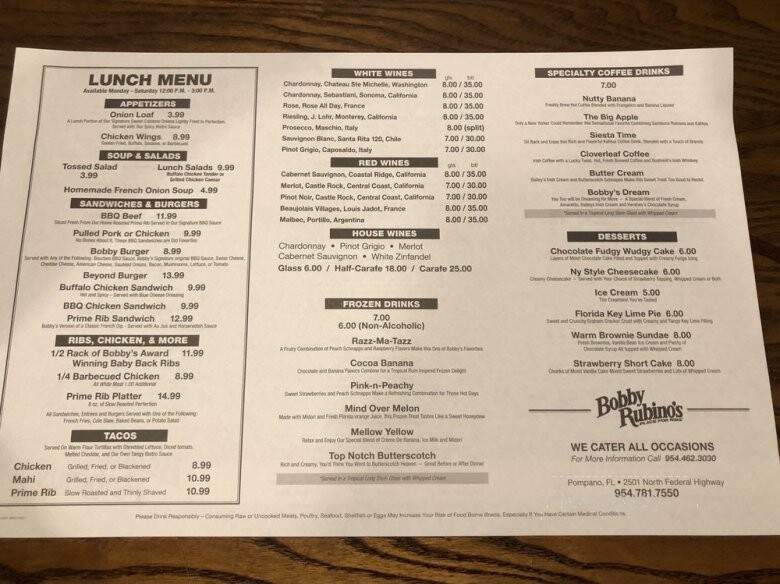 Bobby Rubino's Place For Ribs - Pompano Beach, FL menu_pic